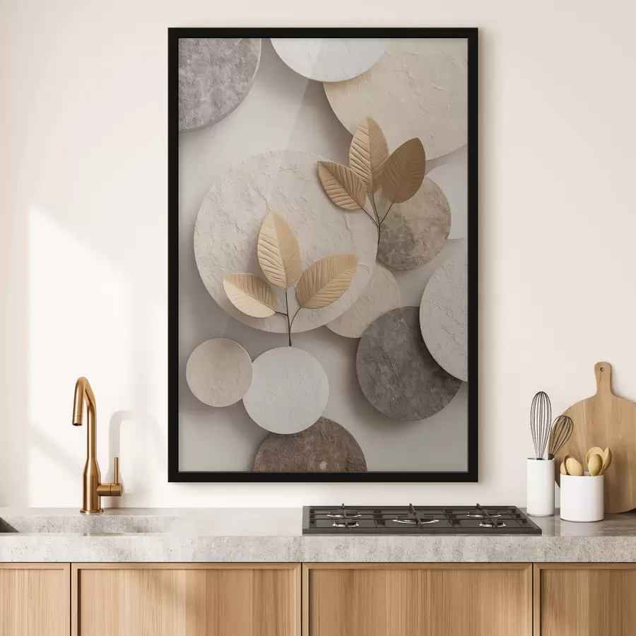 Fototapety Kompozícia s listami a kruhmi f48692