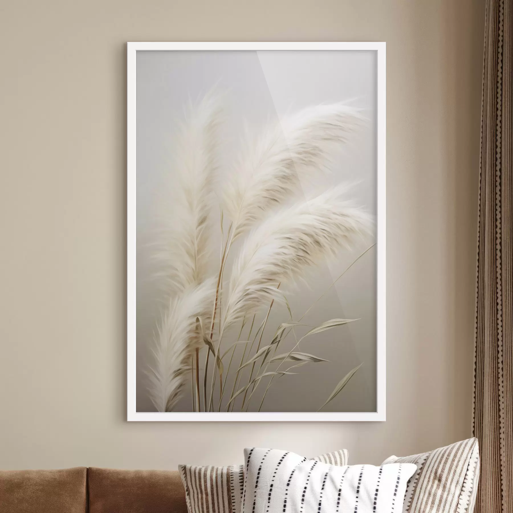 Fototapety Niekoľko vysokých, pierkovitých trsov trávy pampasovej s dlhými, štíhlymi listami f48724