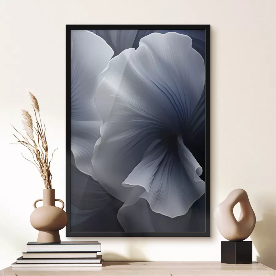 Fototapety Abstraktné modro-biele okvetné lístky na tmavom pozadí f48731