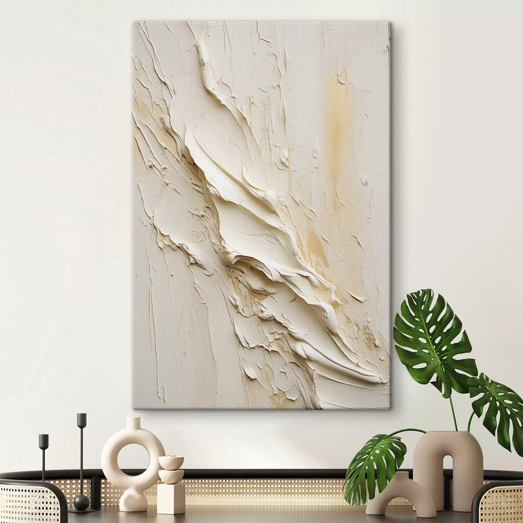 Obraz Textúrovaná maľba v krémových a béžových odtieňoch v abstraktnom štýle, minimalistické umenie s48737