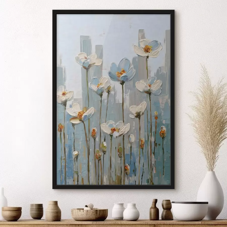 Fototapety kvety na pozadí mesta, v štýle olejomaľby f48786