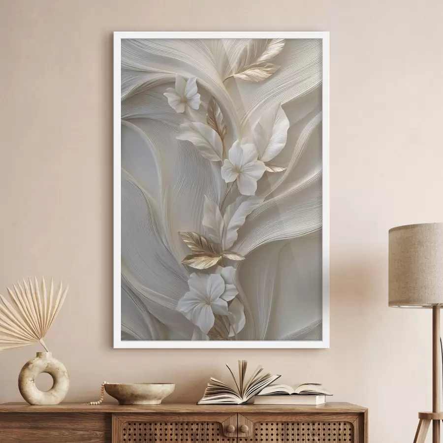 Fototapety vynikajúca imitácia trojrozmerného listu, textúr a kvetov f48787