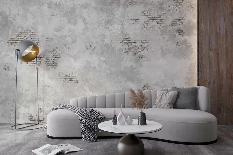 Fototapety Textúra omietky v štýle grunge s fragmentmi odkrytej tehly w05161