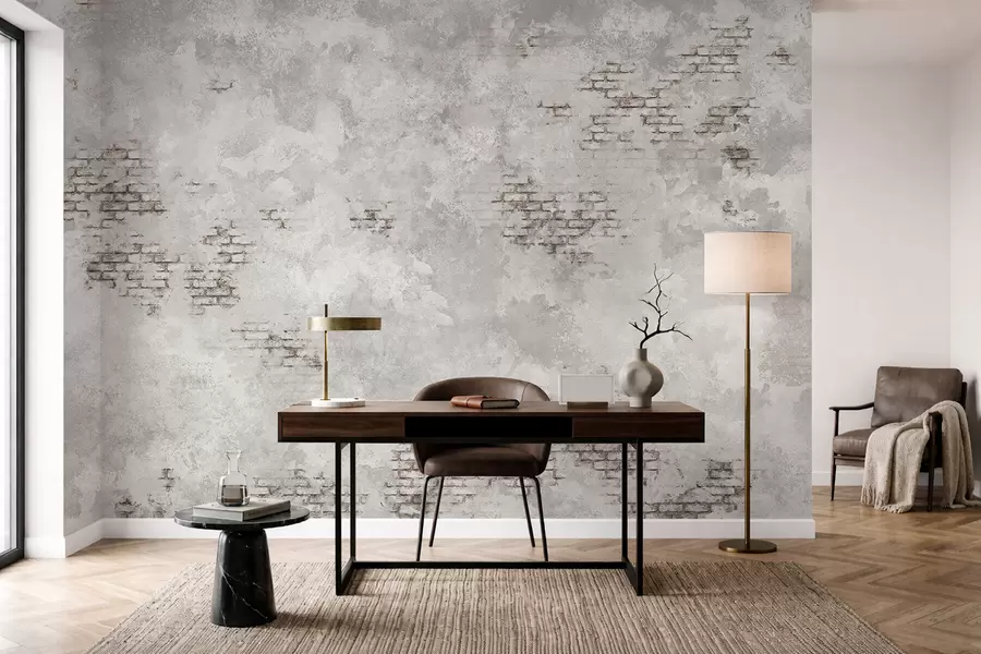 Fototapety Textúra omietky v štýle grunge s fragmentmi odkrytej tehly w05161