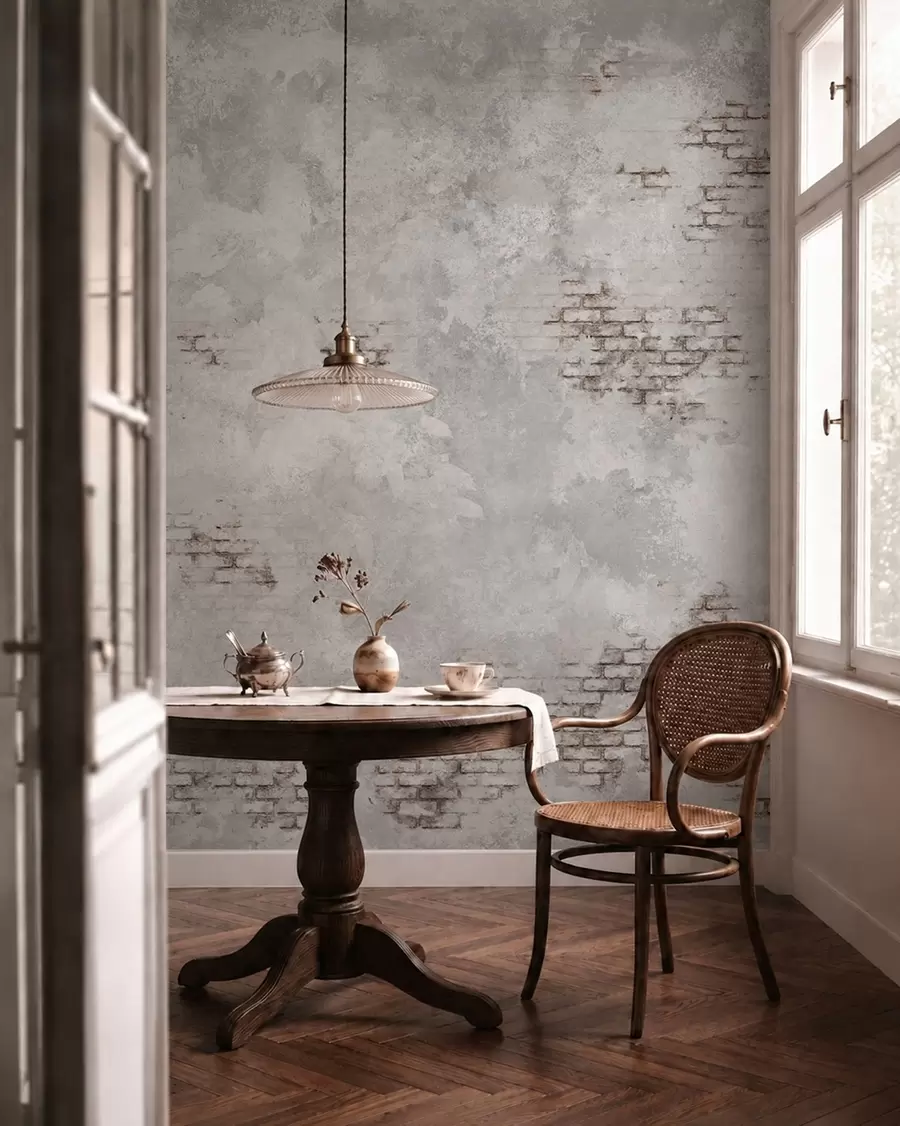 Fototapety Textúra omietky v štýle grunge s fragmentmi odkrytej tehly w05161