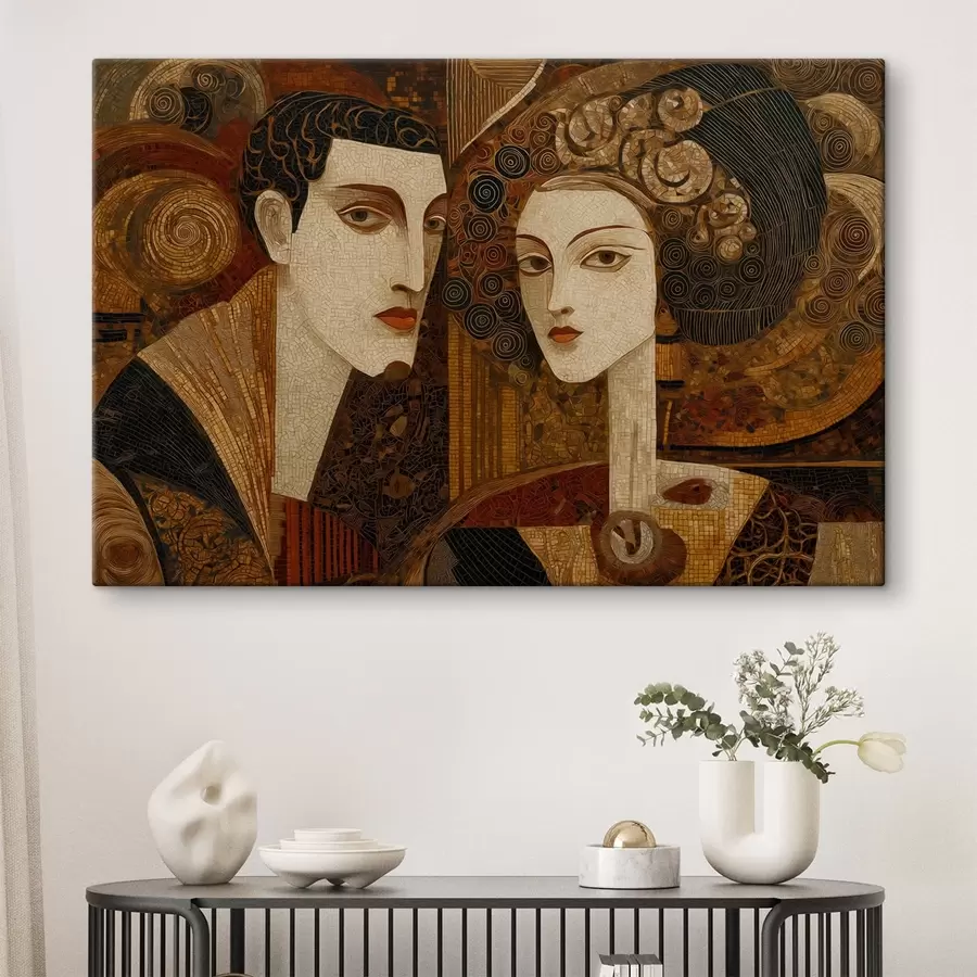 Obraz Pár v mozaikovom štýle, abstraktný portrét s48933