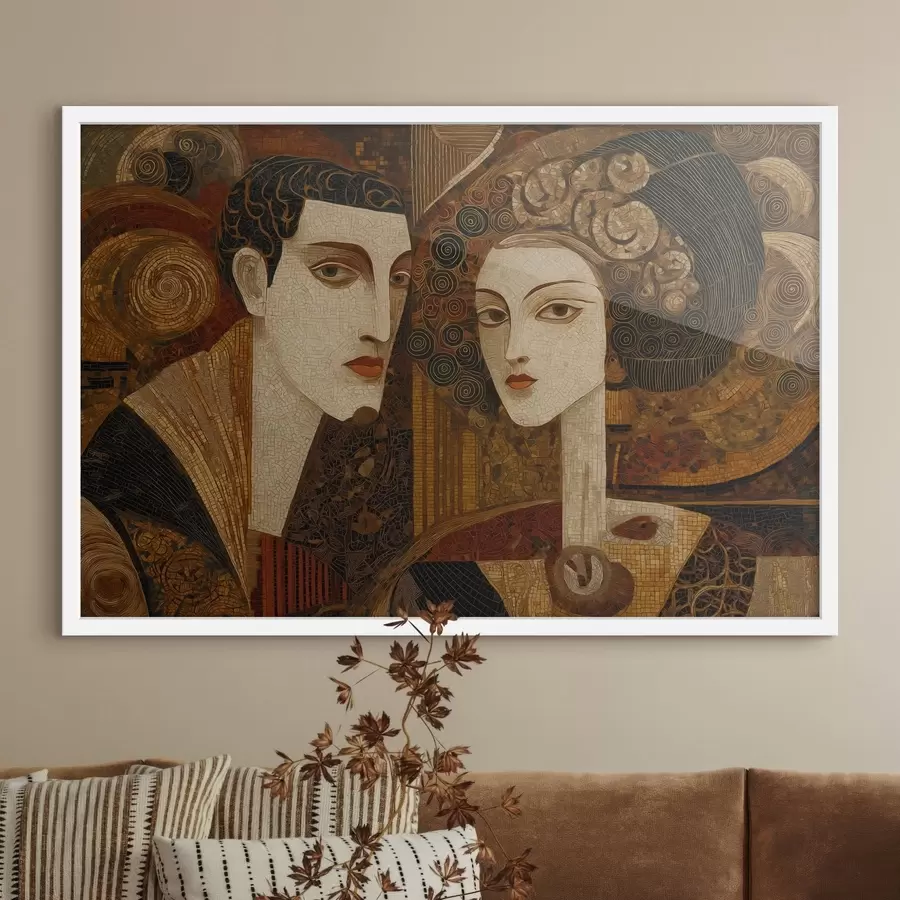 Fototapety Pár v mozaikovom štýle, abstraktný portrét f48933