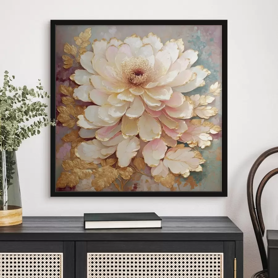 Fototapety Kvetina v štýle chinoiserie s ozdobnými listami a detailmi f48804