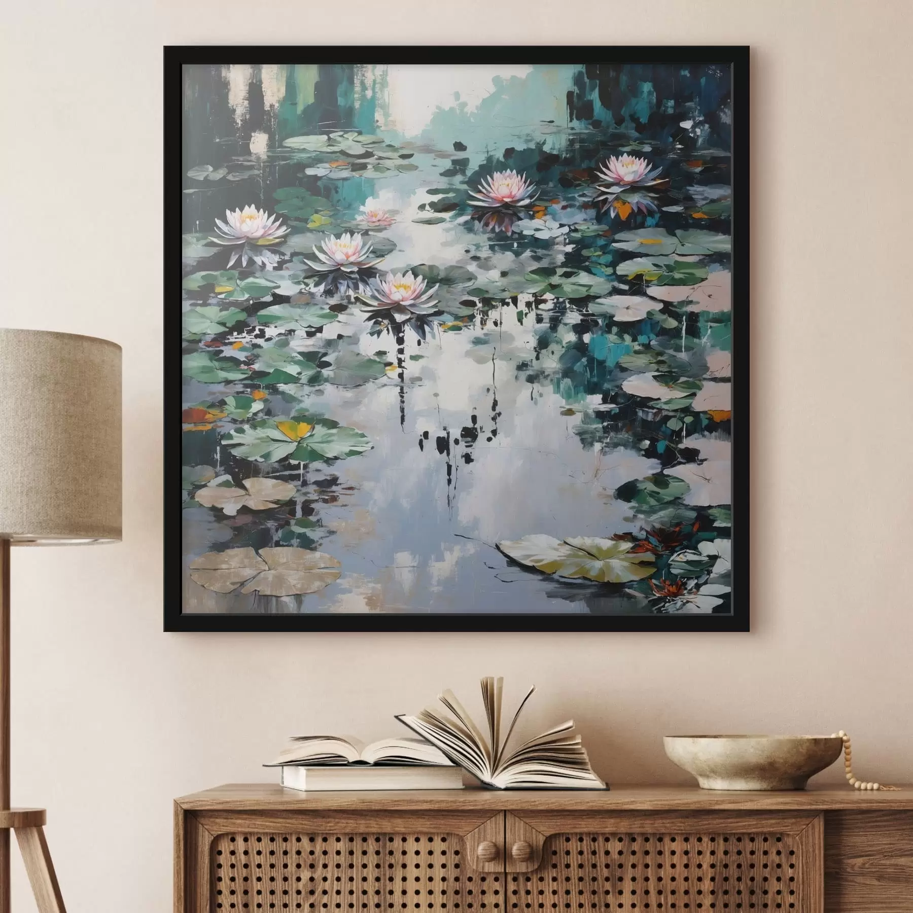 Fototapety Impresionistický obraz „Liliové jazierko“ v tmavých odtieňoch f48814