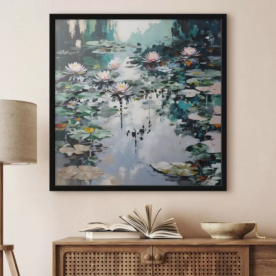 Fototapety Impresionistický obraz „Liliové jazierko“ v tmavých odtieňoch f48814