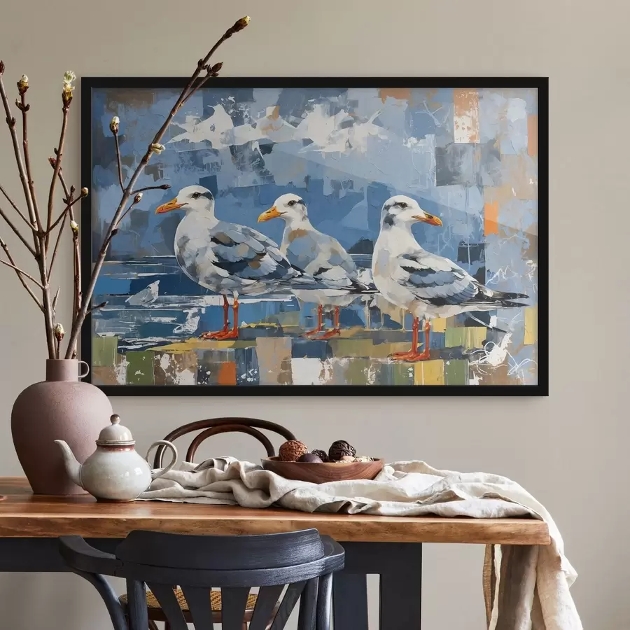 Fototapety Modernistické čajky na abstraktnom pozadí f48822