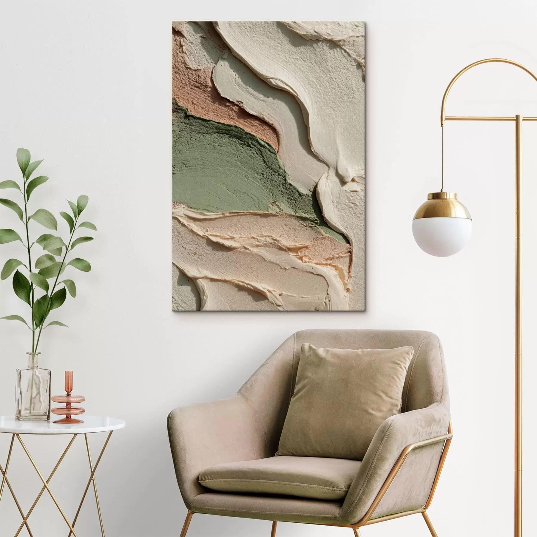 Obraz Abstraktné ťahy v štýle impasto v prírodných odtieňoch s48798