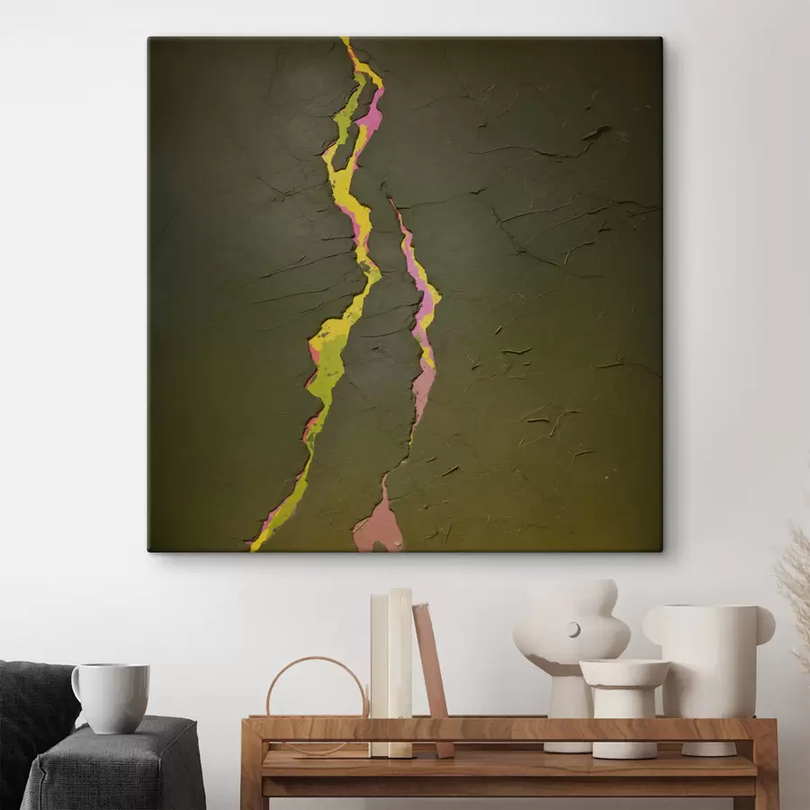 Obraz Abstraktná trhlina s výraznými vrstvami pod tmavým povrchom s48805