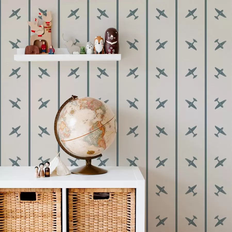 Fototapety Lietadlá v pruhovanom vzore s modrými akcentmi a01169