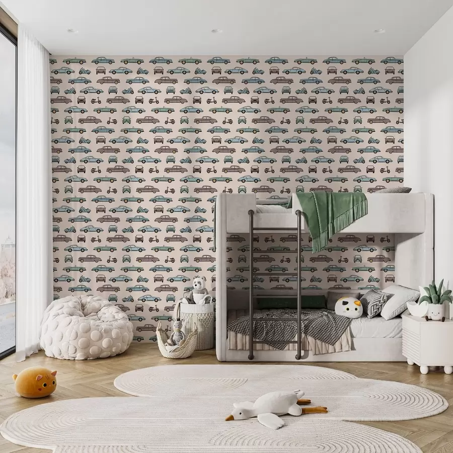 Fototapety Retro autá a skútre na béžovom pozadí a01178v1