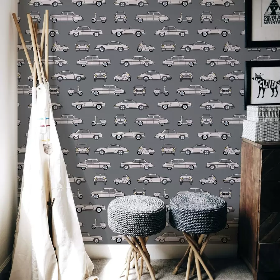 Fototapety Retro autá a skútre na tmavom pozadí a01178v3