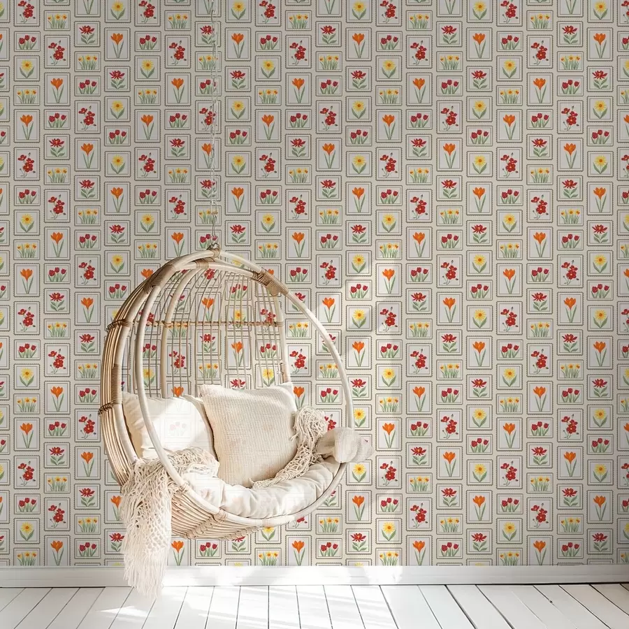 Fototapety Žiarivé kvetinové ilustrácie v rámoch a01174v1