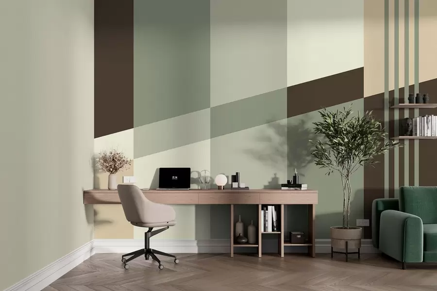 Fototapety Diskrétne geometrické vzory v odtieňoch olivovej, béžovej a hnedej w05390