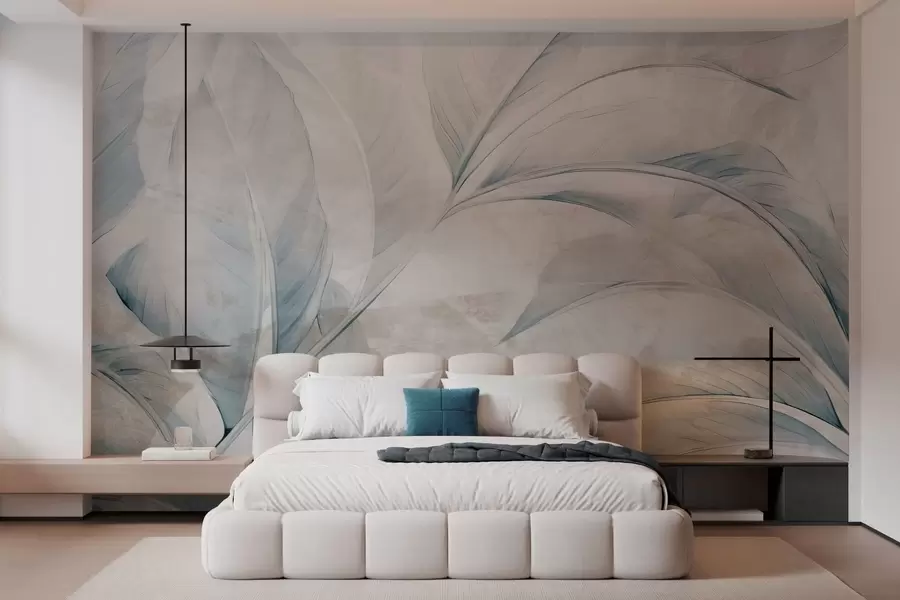 Fototapety Listy na betónovej stene w05440