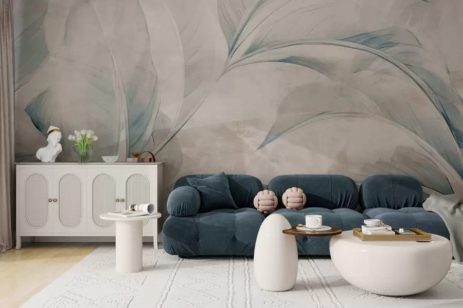 Fototapety Listy na betónovej stene w05440