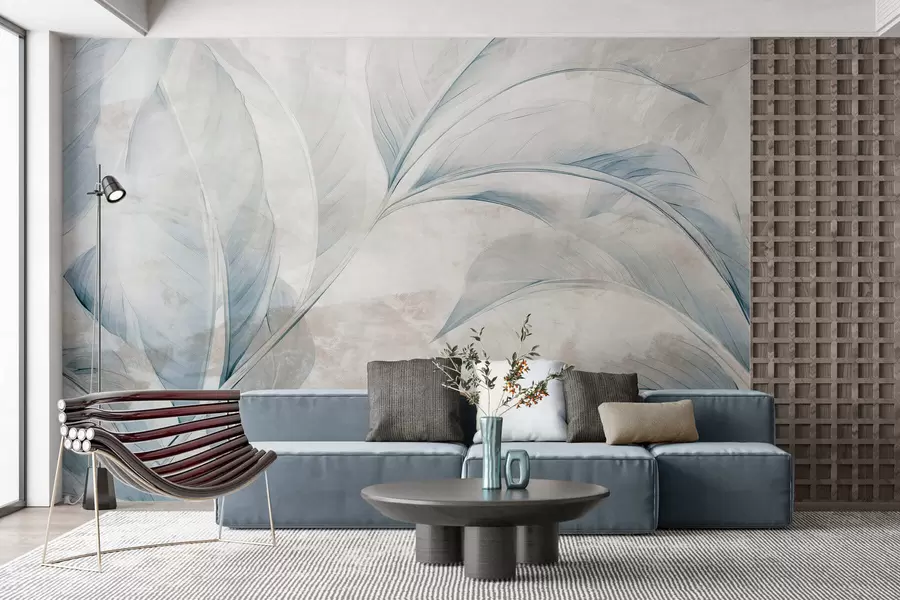 Fototapety Listy na betónovej stene w05440