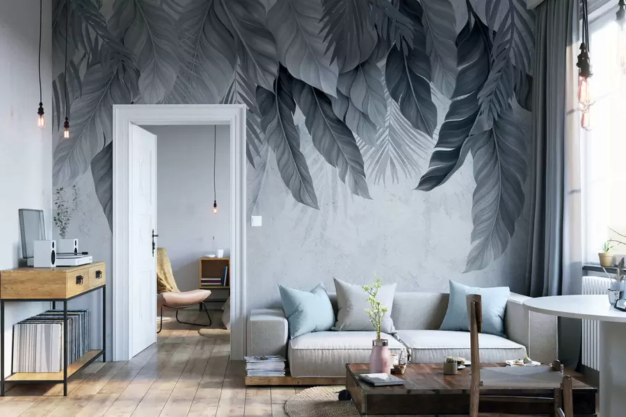 Fototapety Tropické visiace listy na betóne w05521v1