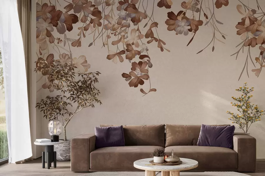 Fototapety Listy visiace na stene w05530