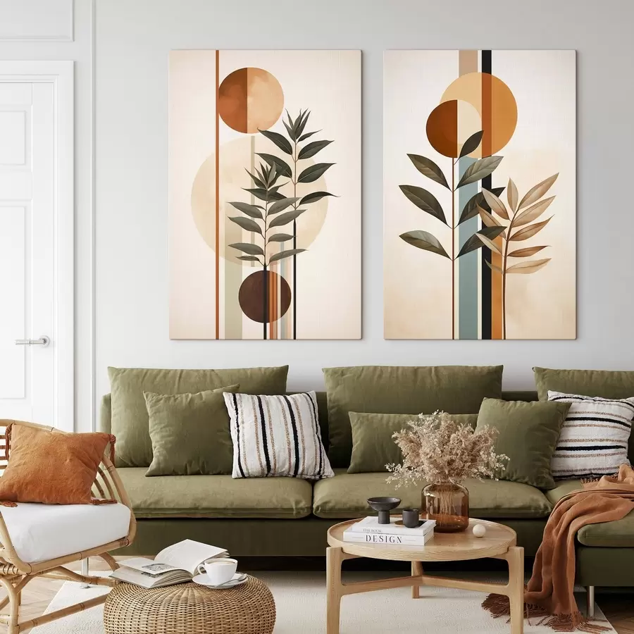 Obraz Abstraktné rastliny s kruhmi a čiarami m30392