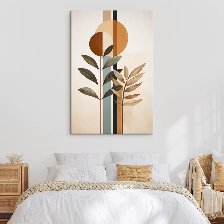 Obraz Abstraktné rastliny s kruhmi a čiarami s48929