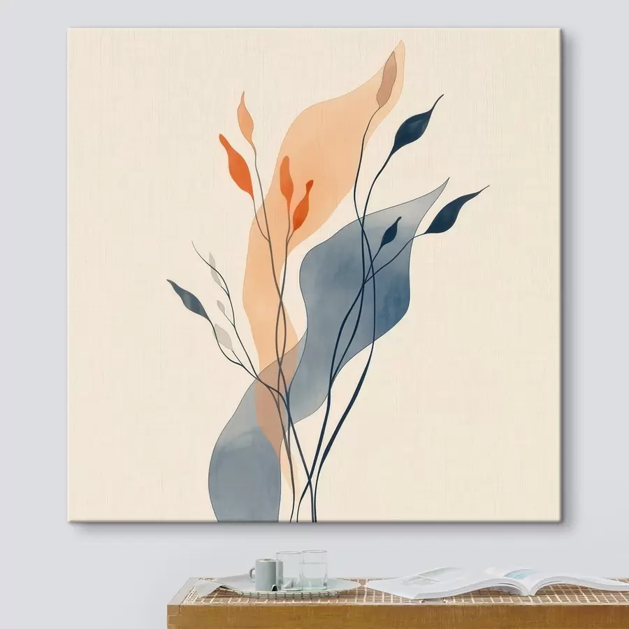 Obraz Kompozícia s výraznými siluetami rastlín v štýle umeleckej ilustrácie s48838