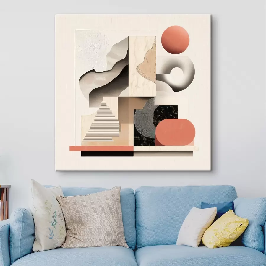 Obraz Abstraktné tvary v béžovo-sivej farebnej škále v modernom maliarskom štýle s48842