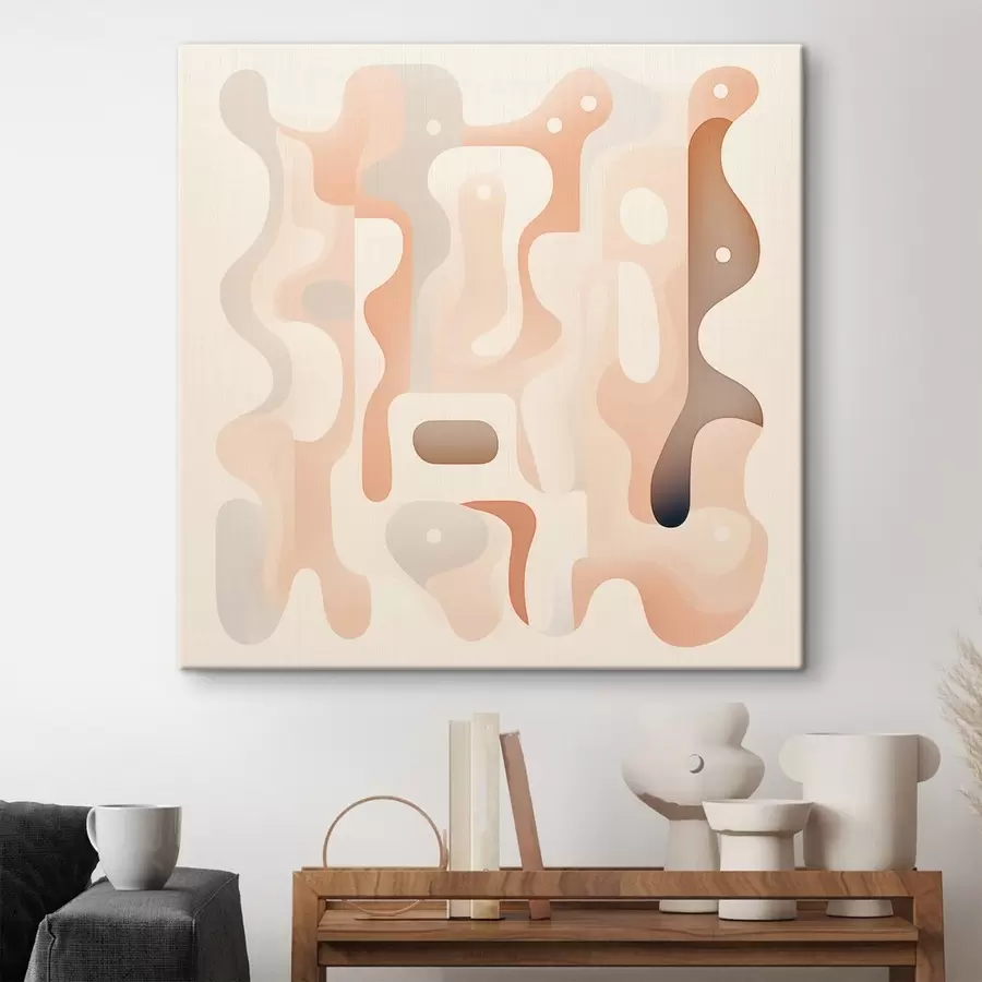 Obraz Harmónia zaoblených tvarov a prírodnej farebnej palety v štýle ilustrácií súčasného umenia s48845