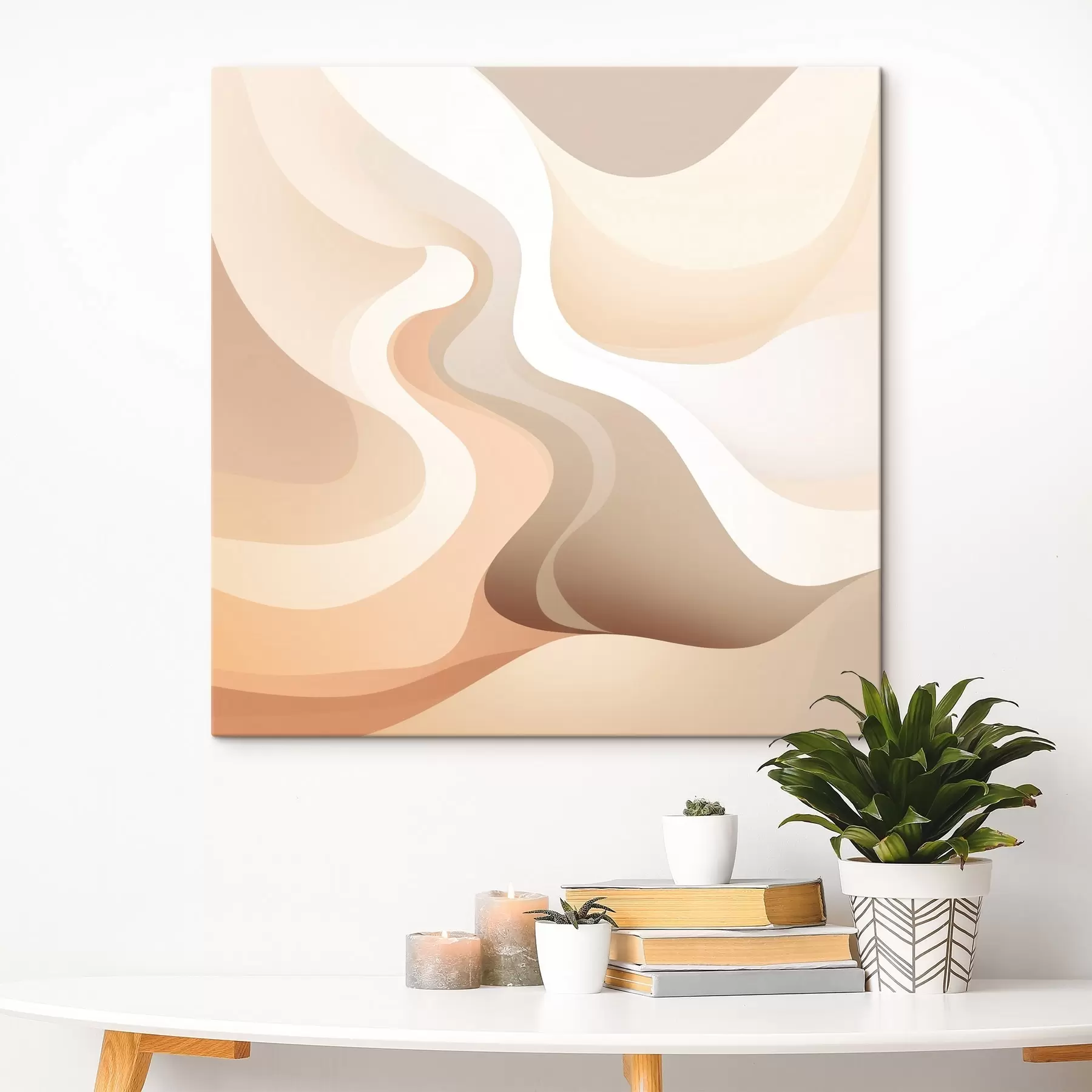 Obraz Harmónia zaoblených tvarov a krémových odtieňov v štýle ilustrácií súčasného umenia s48846