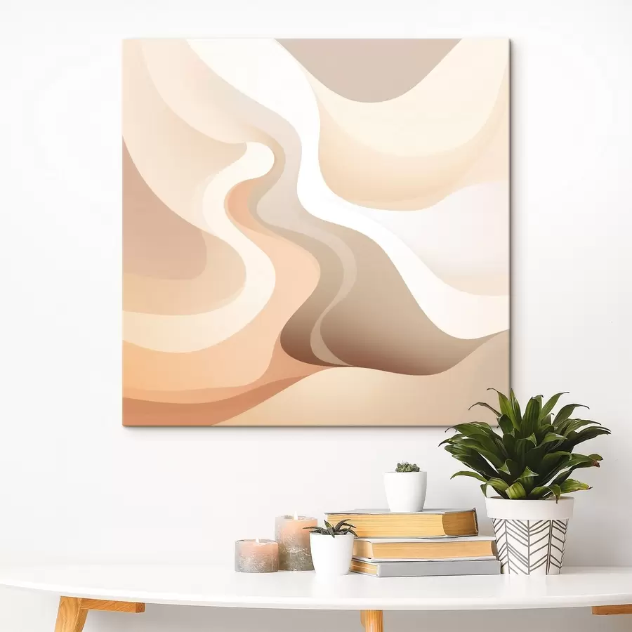 Obraz Harmónia zaoblených tvarov a krémových odtieňov v štýle ilustrácií súčasného umenia s48846