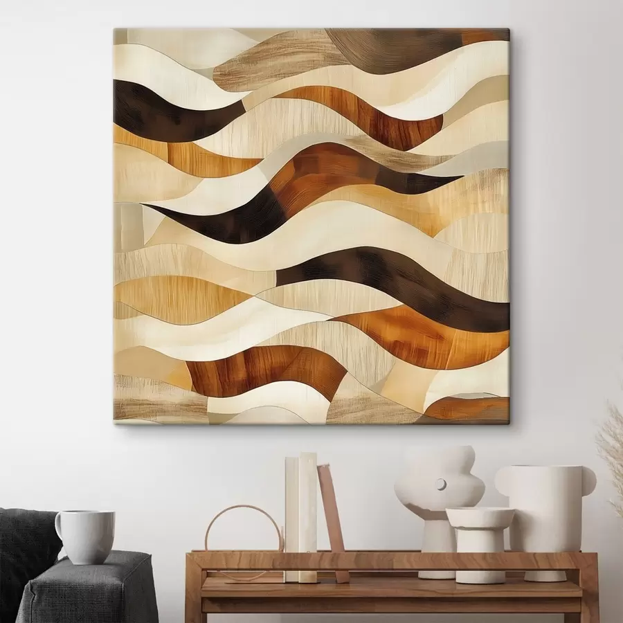 Obraz Estetika organických línií a prírodných odtieňov dreva v štýle umeleckého plagátu s48852