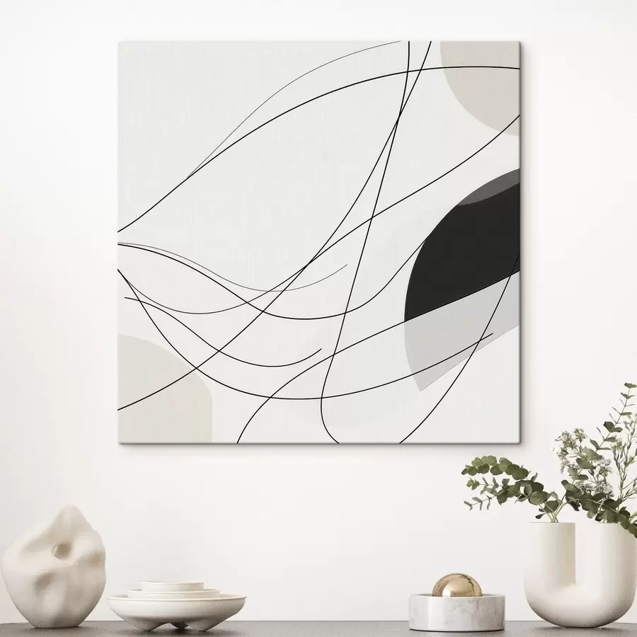 Obraz Abstraktná kompozícia s tenkými zakrivenými čiarami v minimalistickom štýle s48854