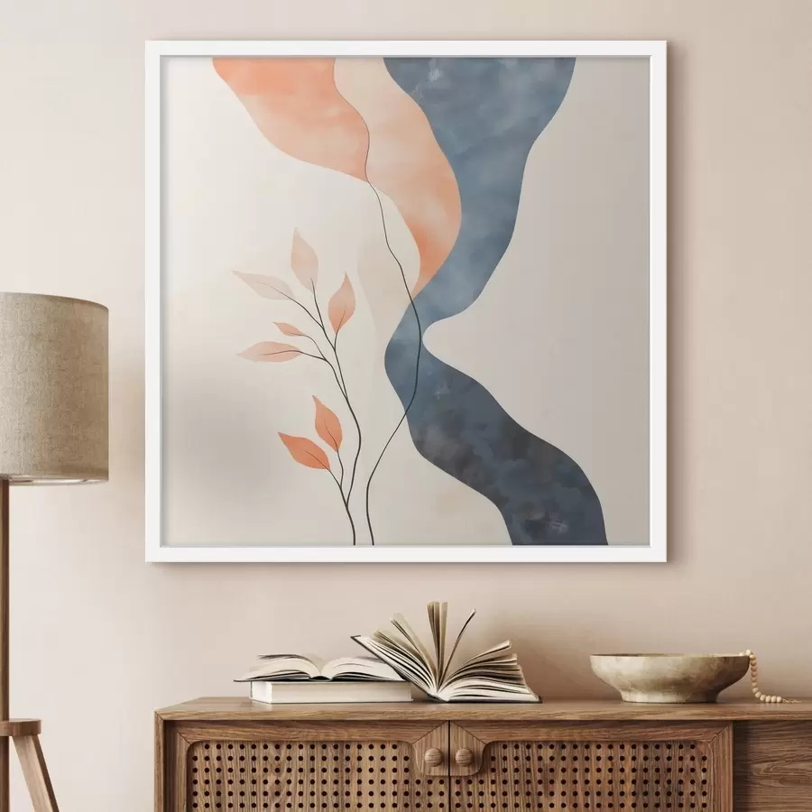 Fototapety Kvetinová kompozícia s plynulými líniami v modro-oranžovej farebnej škále f48837