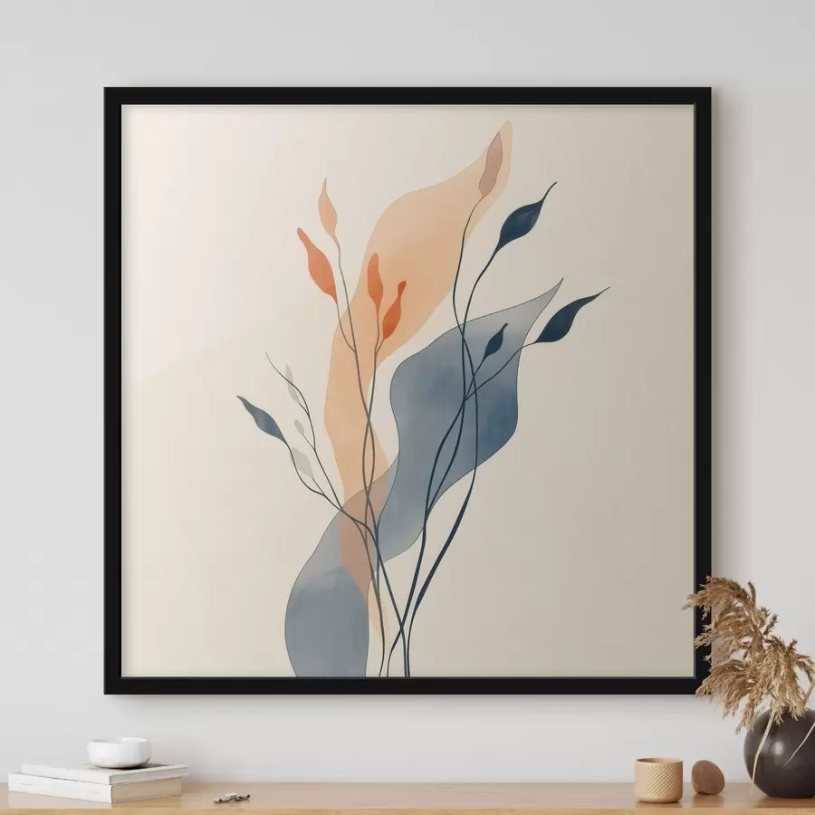 Fototapety Kompozícia s výraznými siluetami rastlín v štýle umeleckej ilustrácie f48838