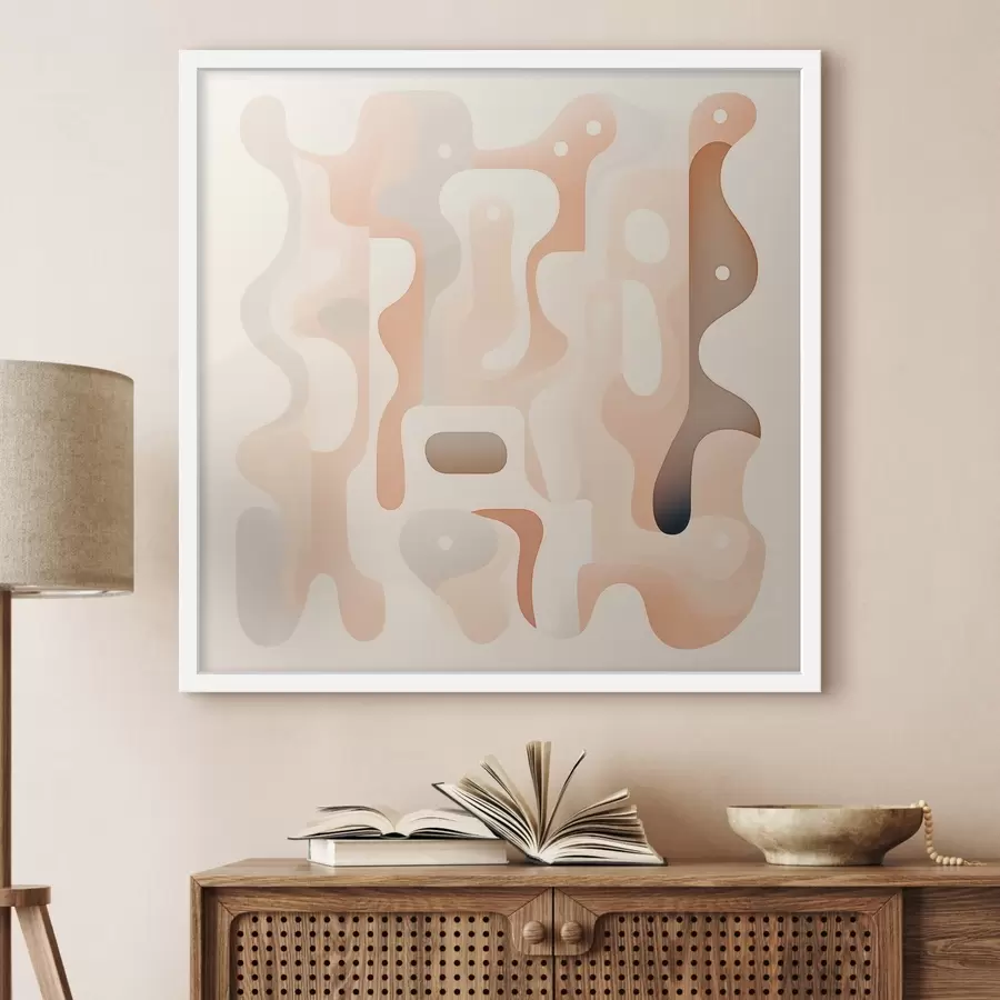 Fototapety Harmónia zaoblených tvarov a prírodnej farebnej palety v štýle ilustrácií súčasného umenia f48845