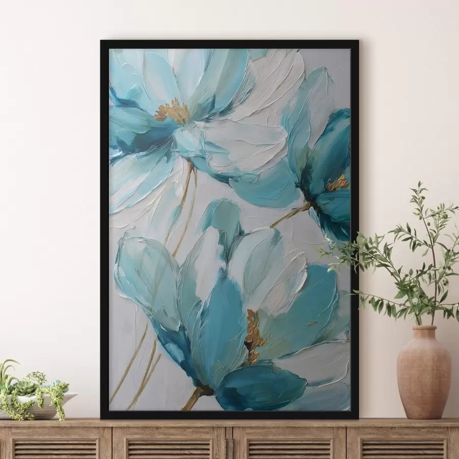 Fototapety modré kvety v impasto štýle f48991