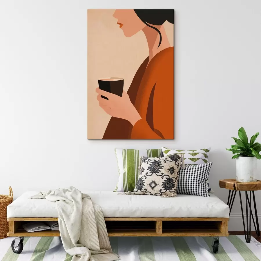 Obraz Žena s pohárom – minimalistický motív s49019