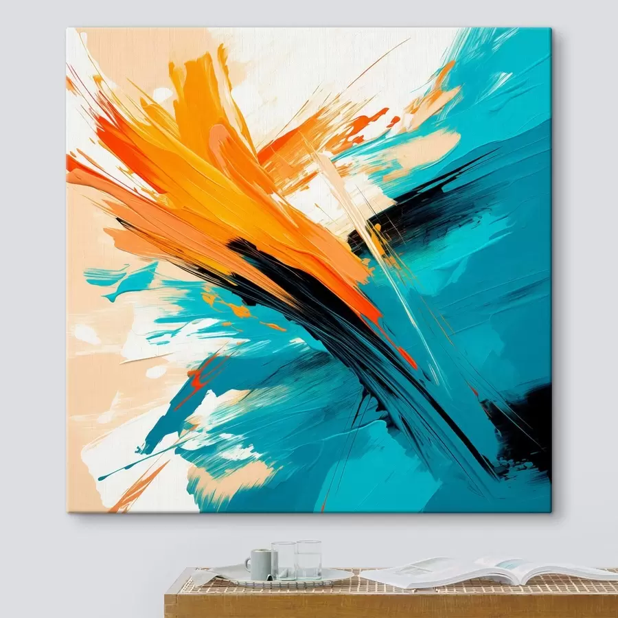 Obraz Živý obraz v tyrkysovo-terakotovej farebnej škále v modernom maliarskom štýle s48855