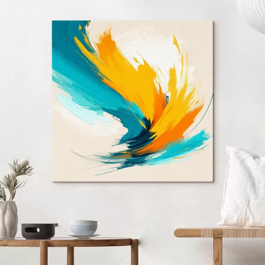 Obraz Energický vír v žltých a modrých odtieňoch v modernom maliarskom štýle s48856