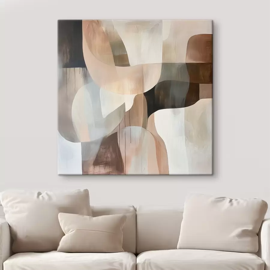 Obraz Abstraktná kompozícia v teplej béžovo-koralovej farebnej škále s48859