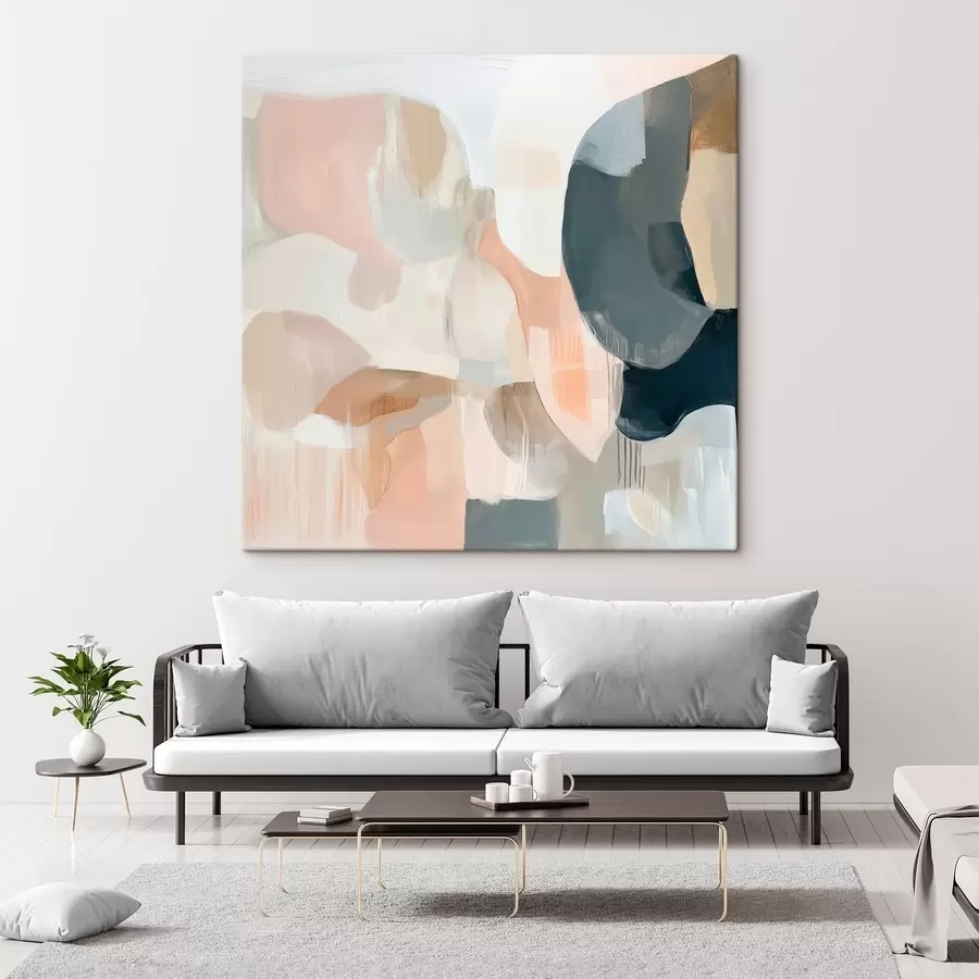 Obraz Abstraktná kompozícia v pastelových a tmavomodrých odtieňoch v modernom maliarskom štýle s48860