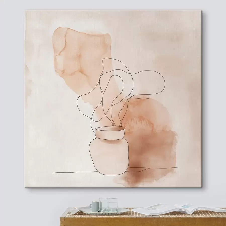 Obraz Striedma kompozícia s vázou a grafickými líniami v minimalistickom štýle s48869