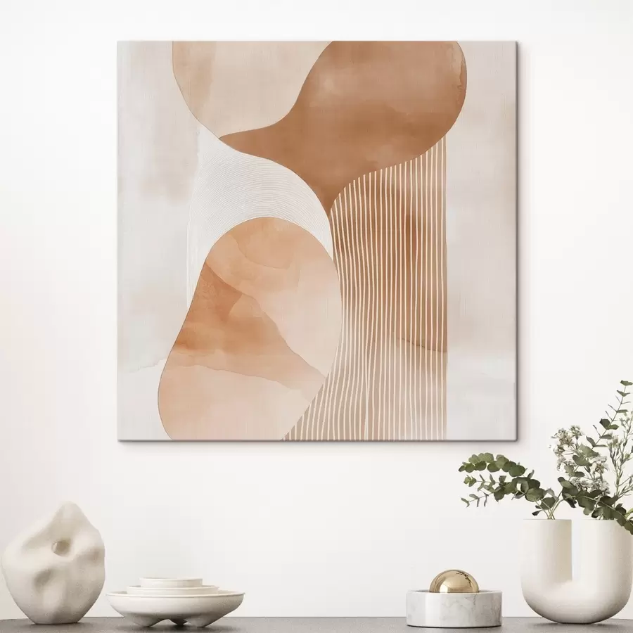 Obraz Dekoratívne umenie v teplej béžovo-koralovej farebnej škále s akvarelovým efektom s48870
