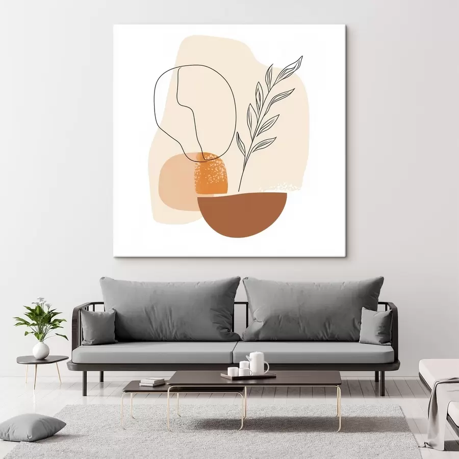 Obraz Zátišie s grafickými prvkami a pastelovými tvarmi v štýle súčasného umenia s48872