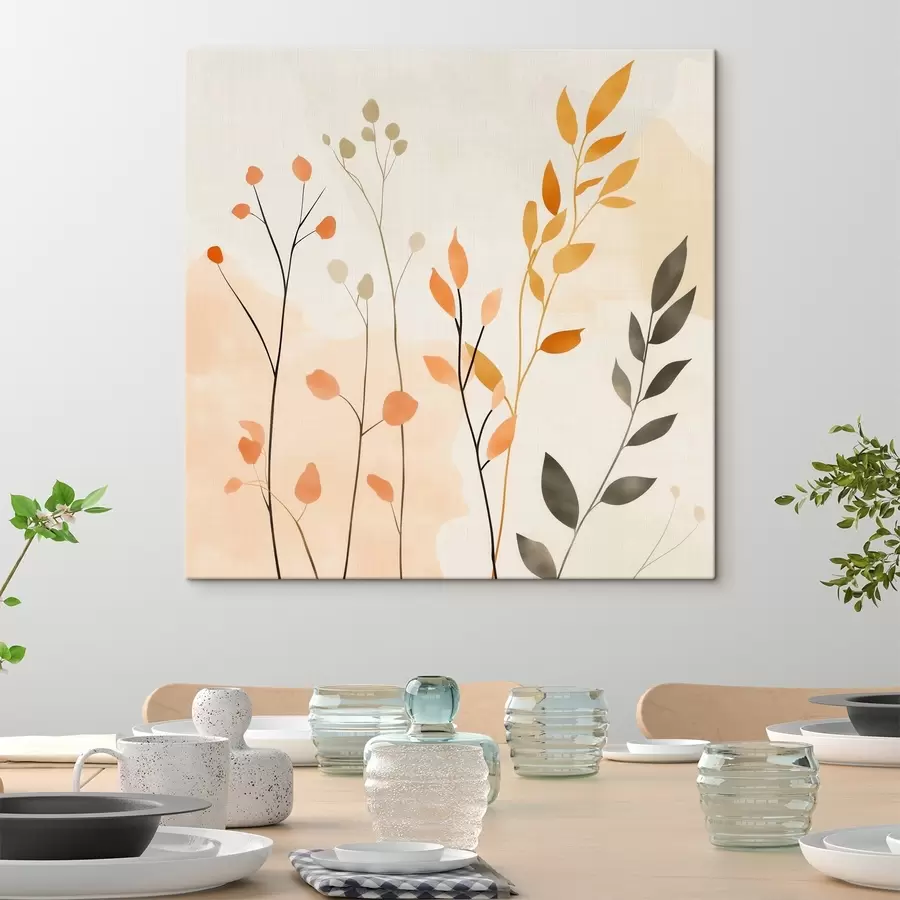 Obraz Pastelová kompozícia s jemnou zeleňou v modernom maliarskom štýle s48873