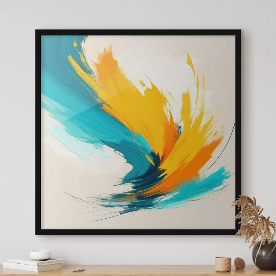 Fototapety Energický vír v žltých a modrých odtieňoch v modernom maliarskom štýle f48856